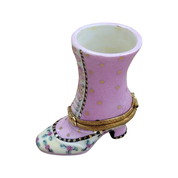 Rose Ladys Boot Shoe Fashion Porcelain Limoges Trinket Box