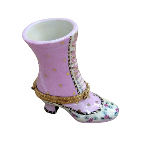 Rose Ladys Boot Shoe Fashion Porcelain Limoges Trinket Box