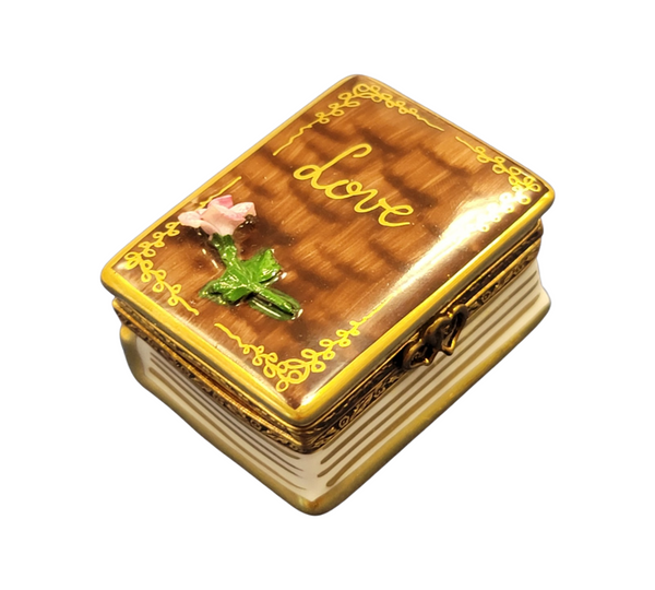 Rose on Love Book Porcelain Limoges Trinket Box
