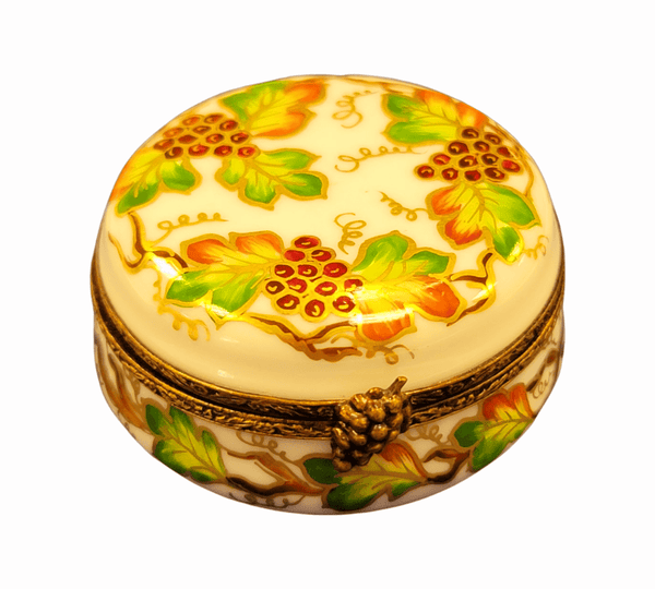 Round w Grapes Porcelain Limoges Trinket Box