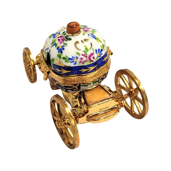 Royal Coach w Queen King Porcelain Limoges Trinket Box