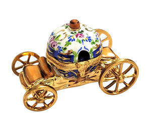 Royal Coach w Queen King Porcelain Limoges Trinket Box