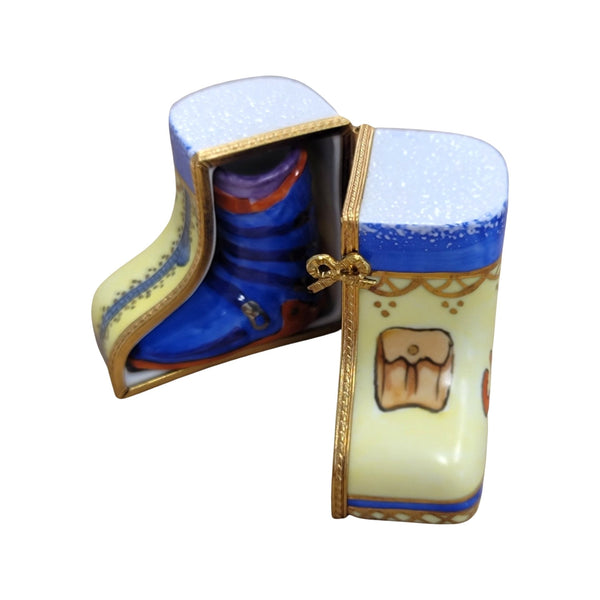 SKI Boots in Case skiing skier Porcelain Limoges Trinket Box