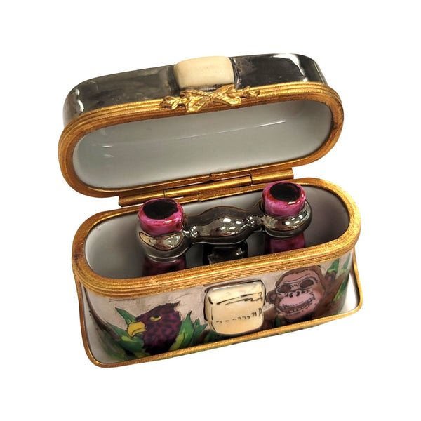 Safari Binoculars Porcelain Limoges Trinket Box