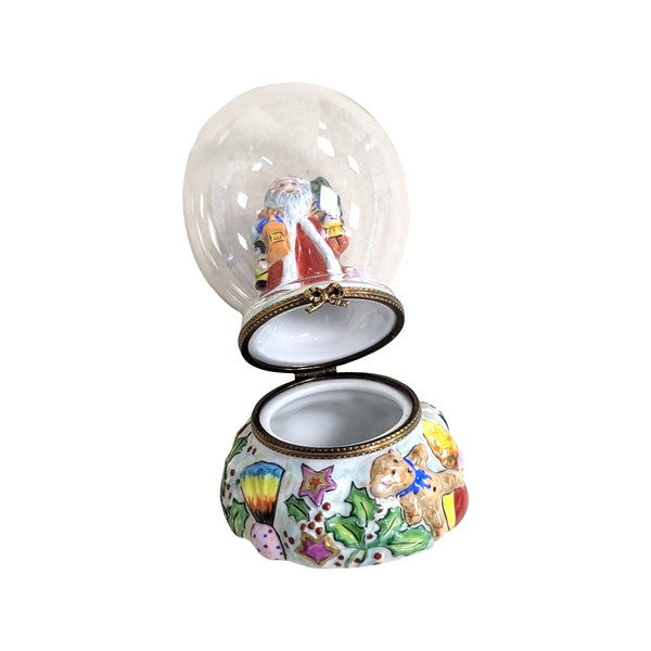 Santa in Globe Porcelain Limoges Trinket Box