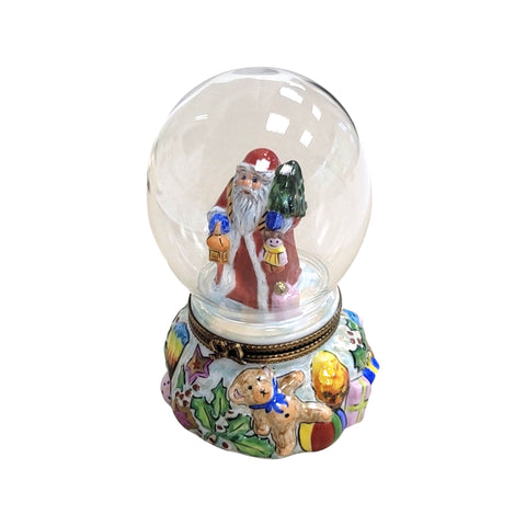 Santa in Globe Porcelain Limoges Trinket Box