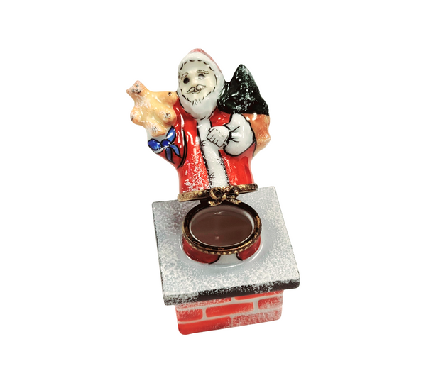 Santa on Chimney Porcelain Limoges Trinket Box
