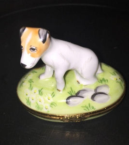 Jack Russell Terrier Dog Artoria Limoges Box-dog jack russel terrier-Limoges Box Boutique