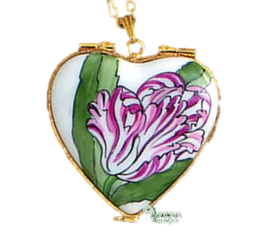 Heart Pendant: Tulip Limoges Porcelain Box