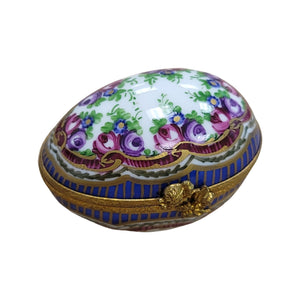 Sevre Roses Egg Porcelain Limoges Trinket Box