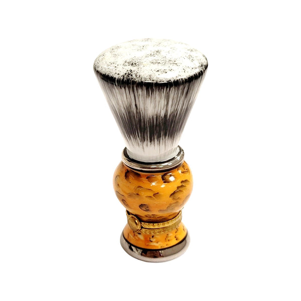 Shaving Brush Brown Porcelain Limoges Trinket Box