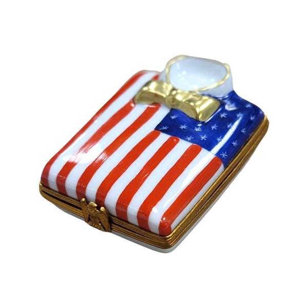 Shirt Patriotic American Heart United States Porcelain Limoges Trinket Box