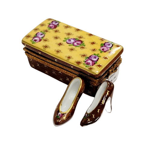 Shoes in Gold Roses Porcelain Limoges Trinket Box
