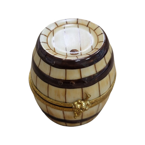 Six Wine Bottles in Barrel Porcelain Limoges Trinket Box