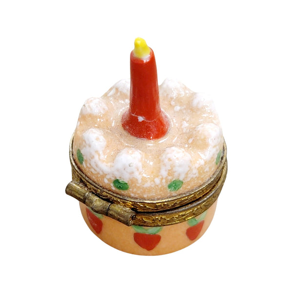 Small Cake with Candle Porcelain Limoges Trinket Box