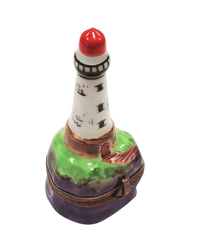 Small Lighthouse on Ocean Porcelain Limoges Trinket Box
