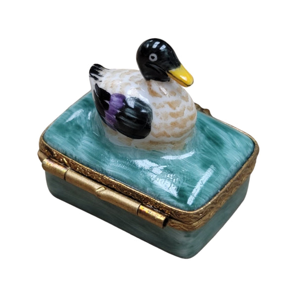 Small Mallard Duck Porcelain Limoges Trinket Box