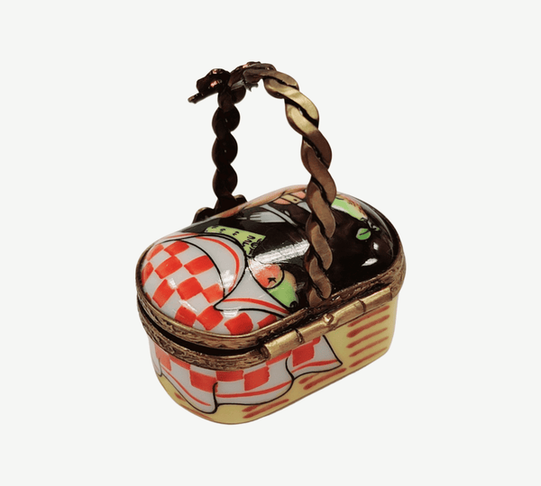 Small Vintage Picnic Basket Porcelain Limoges Trinket Box
