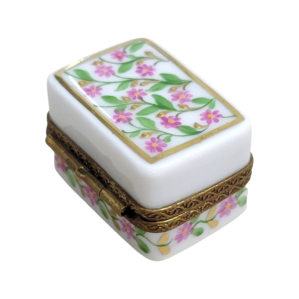 Small White Rectangle Pill Porcelain Limoges Trinket Box