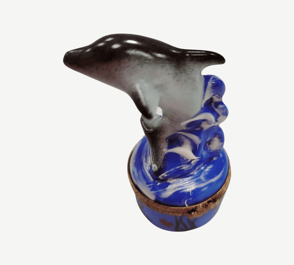 Smaller Dolphin Retired Rare Porcelain Limoges Trinket Box