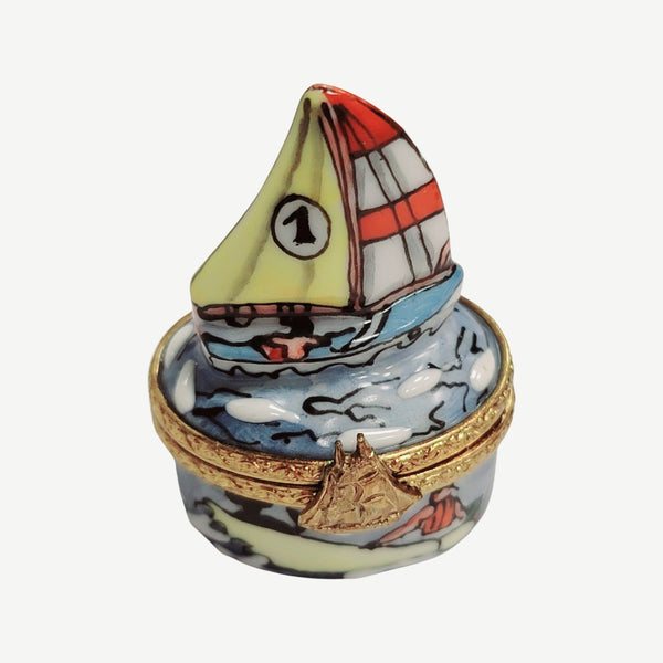 Smaller Sailboat Porcelain Limoges Trinket Box
