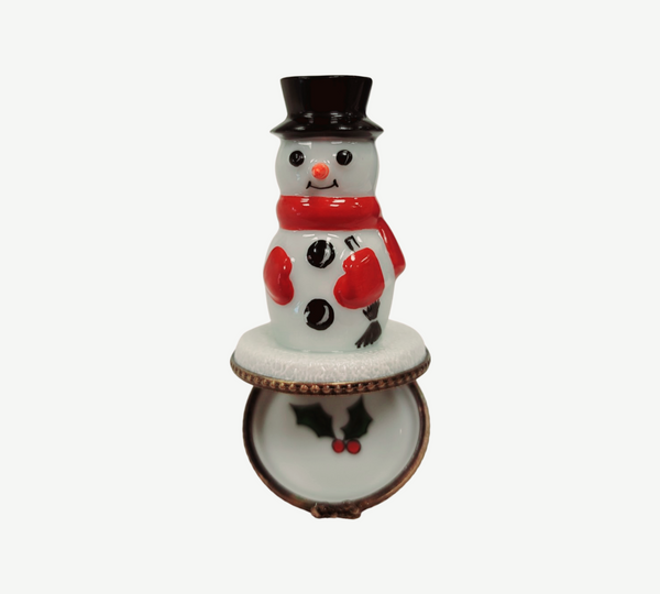 Snowman Porcelain Limoges Trinket Box