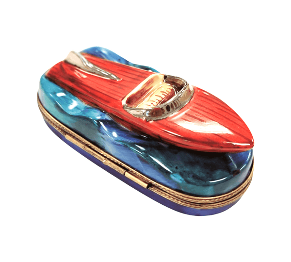 Speed Boat Porcelain Limoges Trinket Box