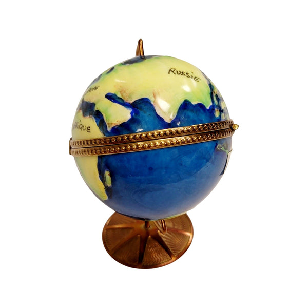 Spinning World Globe Porcelain Limoges Trinket Box
