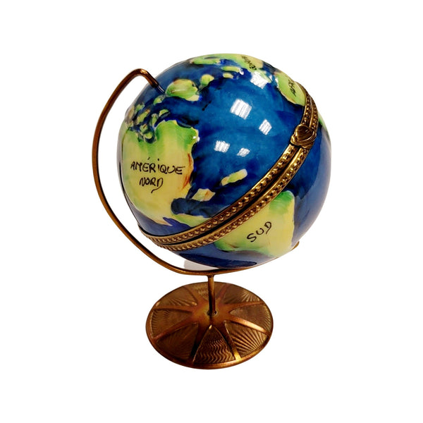 Spinning World Globe Porcelain Limoges Trinket Box