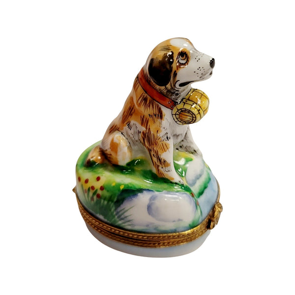 St Bernard Dog Porcelain Limoges Trinket Box