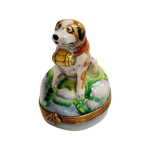 St Bernard Dog Porcelain Limoges Trinket Box