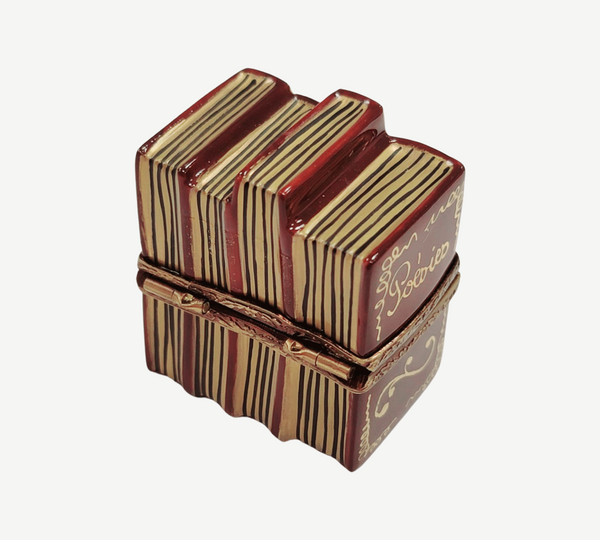 Stack of Books Poems Porcelain Limoges Trinket Box