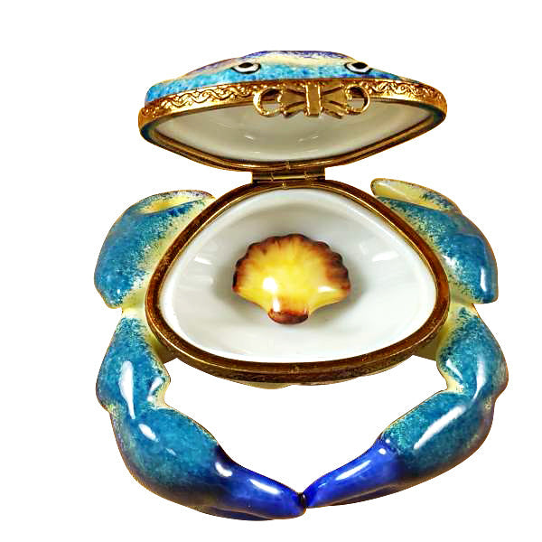 Blue Crab with Shell Limoges Porcelain Box