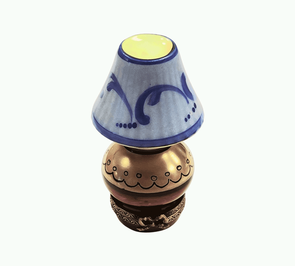 Table Lamp Blue Shade Porcelain Limoges Trinket Box