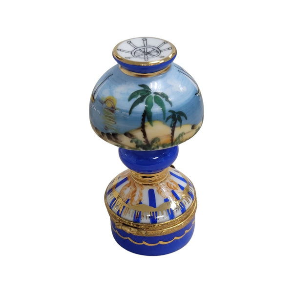 Table Lamp Sailboats Lighthouse Porcelain Limoges Trinket Box