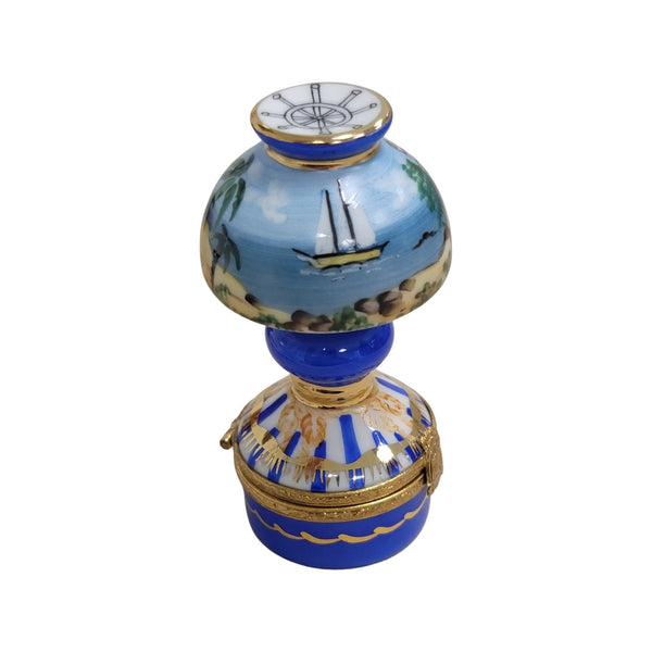 Table Lamp Sailboats Lighthouse Porcelain Limoges Trinket Box