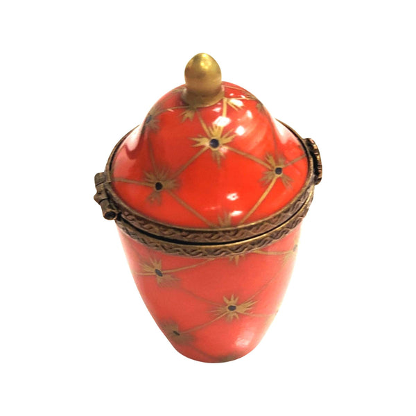 Tall Red Canister Urn Porcelain Limoges Trinket Box