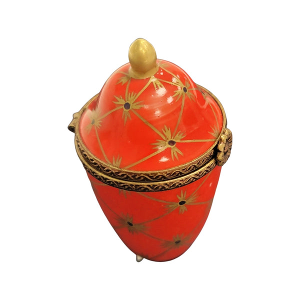 Tall Red Canister Urn Porcelain Limoges Trinket Box