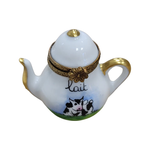 Tea Pot w Cow Lait Porcelain Limoges Trinket Box