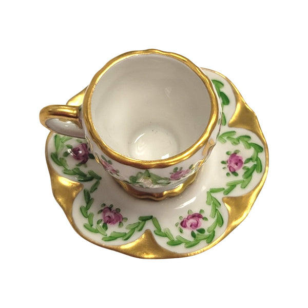 Teacup on Saucer Porcelain Limoges Trinket Box