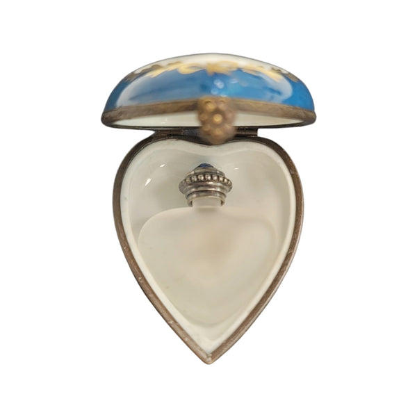 Teal Heart Perfume Bottle Porcelain Limoges Trinket Box