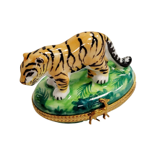 Tiger Porcelain Limoges Trinket Box