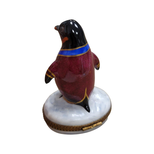 Tuxedo Colorful Snazzy Penguin Porcelain Limoges Trinket Box