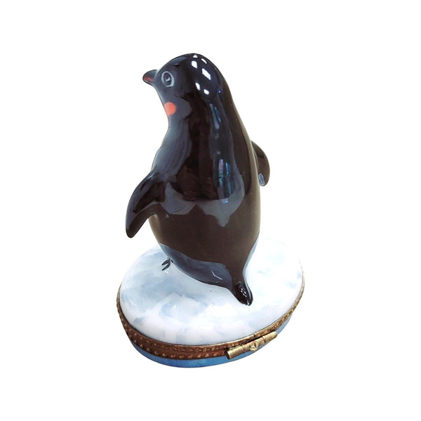 Tuxedo Penguin Bird Porcelain Limoges Trinket Box