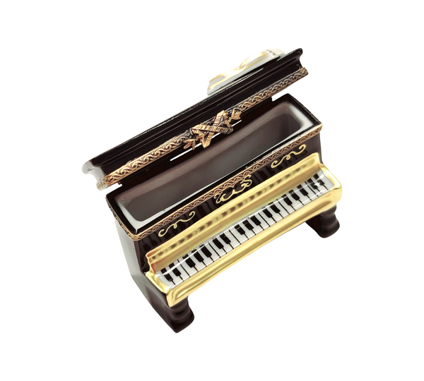 Upright Black Piano w Music Porcelain Limoges Trinket Box