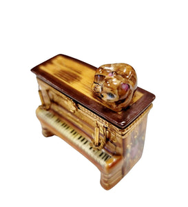 Upright Piano w Cat Porcelain Limoges Trinket Box