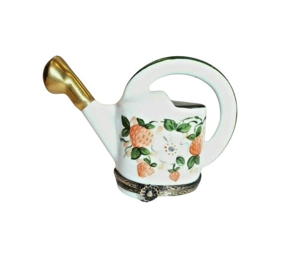Watering Can Garden w Strawberries Porcelain Limoges Trinket Box