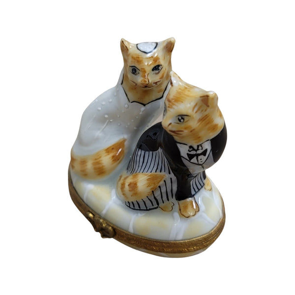 Wedding Cats Porcelain Limoges Trinket Box