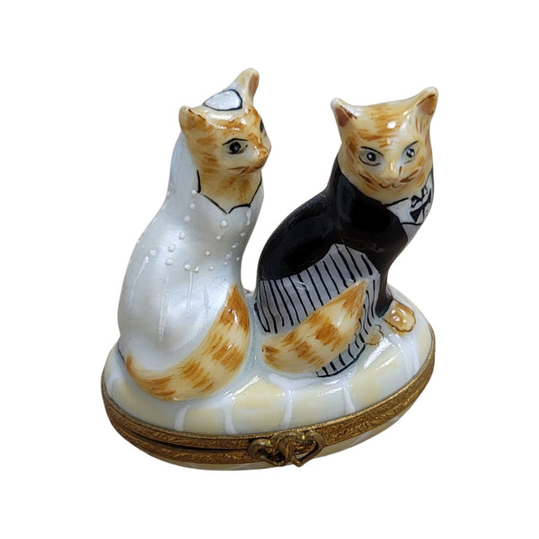 Wedding Cats Porcelain Limoges Trinket Box