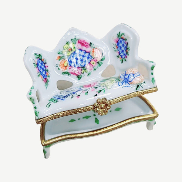White French Love Seat Porcelain Limoges Trinket Box